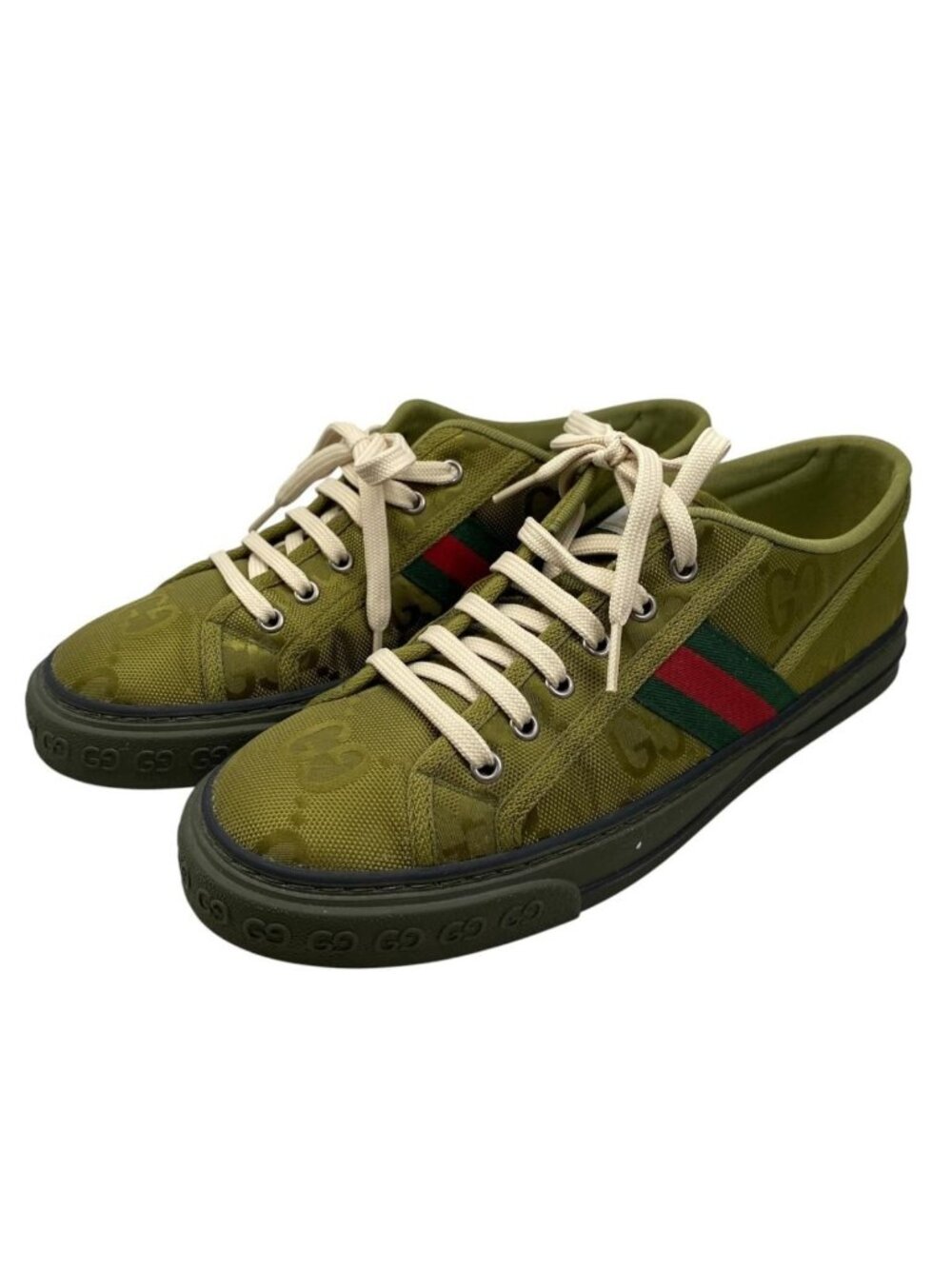 Gucci Sneakers Low Cut GG Canvas Logo Khaki Red Green